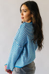 The Riggs Button-Down Sweater in Ivory + Blue Mini Stripe