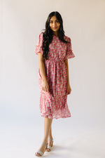 The Torres Puff Sleeve Floral Dress in Pink