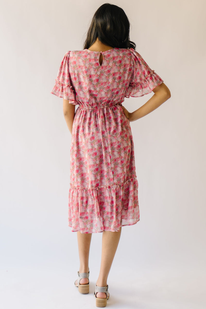 The Torres Puff Sleeve Floral Dress in Pink