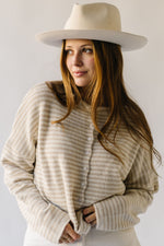 The Riggs Button-Down Sweater in Cream + Natural Mini Stripe