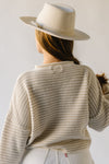 The Riggs Button-Down Sweater in Cream + Natural Mini Stripe