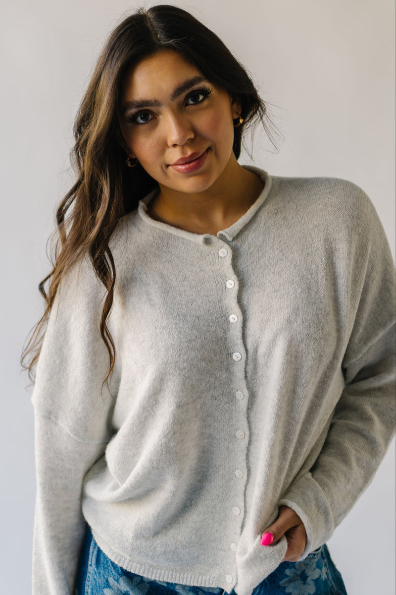 The Riggs Button-Down Sweater in Light Grey