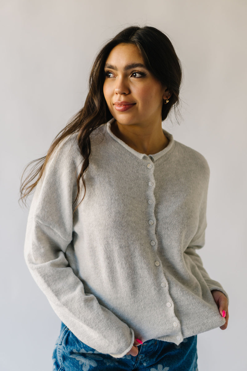 The Riggs Button-Down Sweater in Light Grey