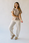 The Lennox Striped Tee in Taupe + Oatmilk