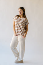 The Lennox Striped Tee in Taupe + Oatmilk