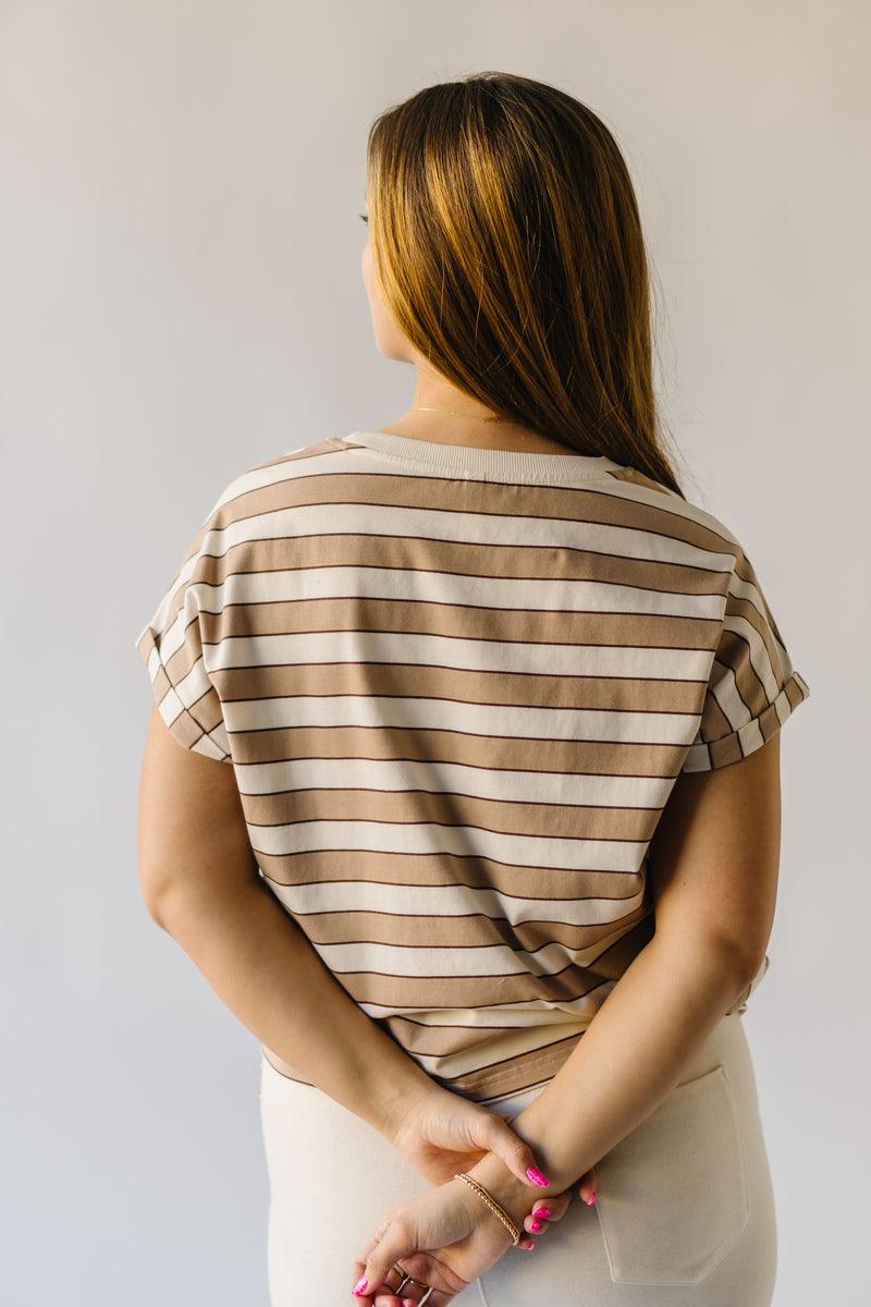 The Lennox Striped Tee in Taupe + Oatmilk