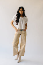 The Alder Mid Rise Wide Leg Jean in Beige Washed Denim