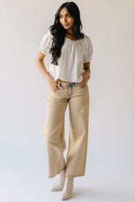 The Alder Mid Rise Wide Leg Jean in Beige Washed Denim