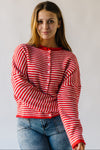 The Riggs Button-Down Sweater in Ivory + Red Mini Stripe