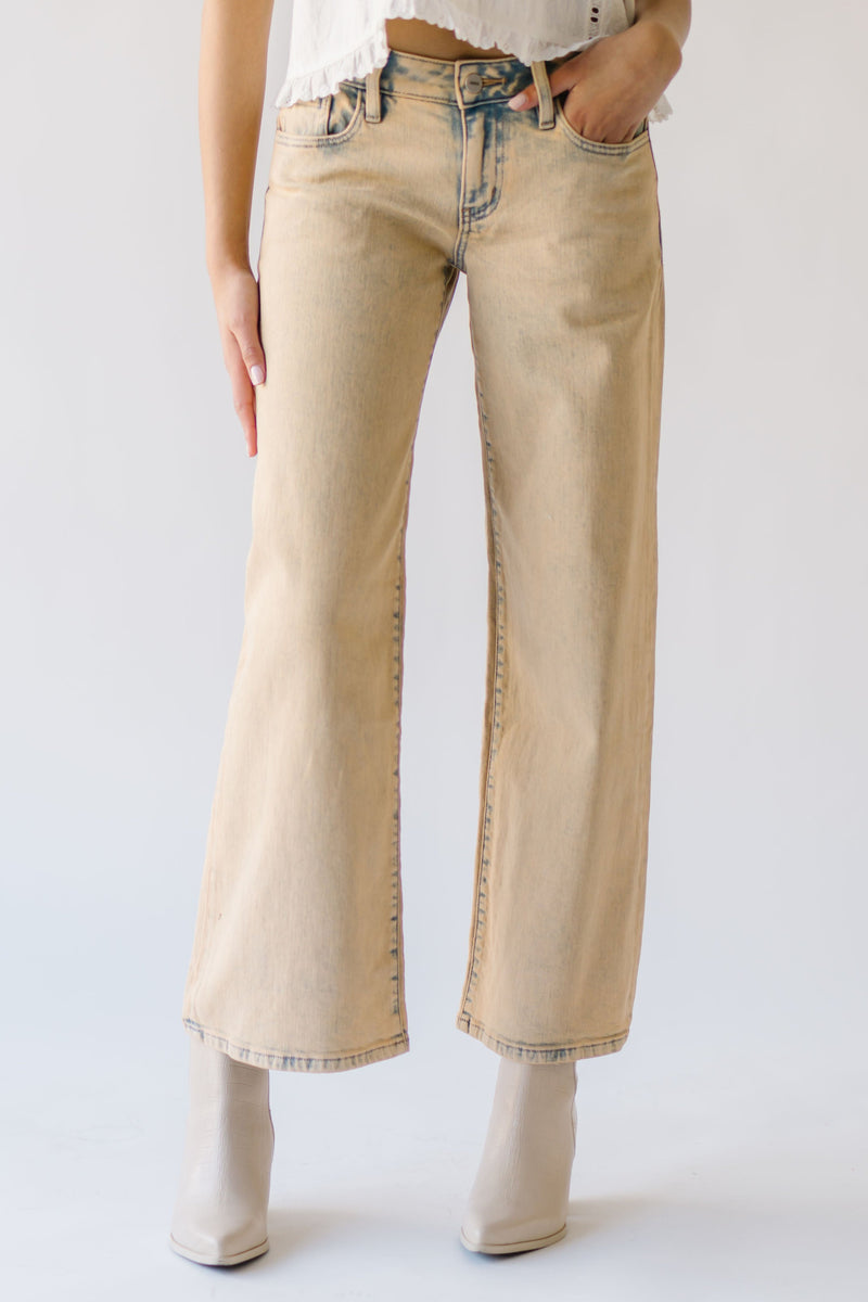 The Alder Mid Rise Wide Leg Jean in Beige Washed Denim