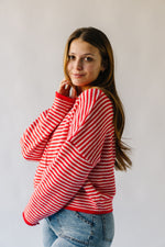 The Riggs Button-Down Sweater in Ivory + Red Mini Stripe