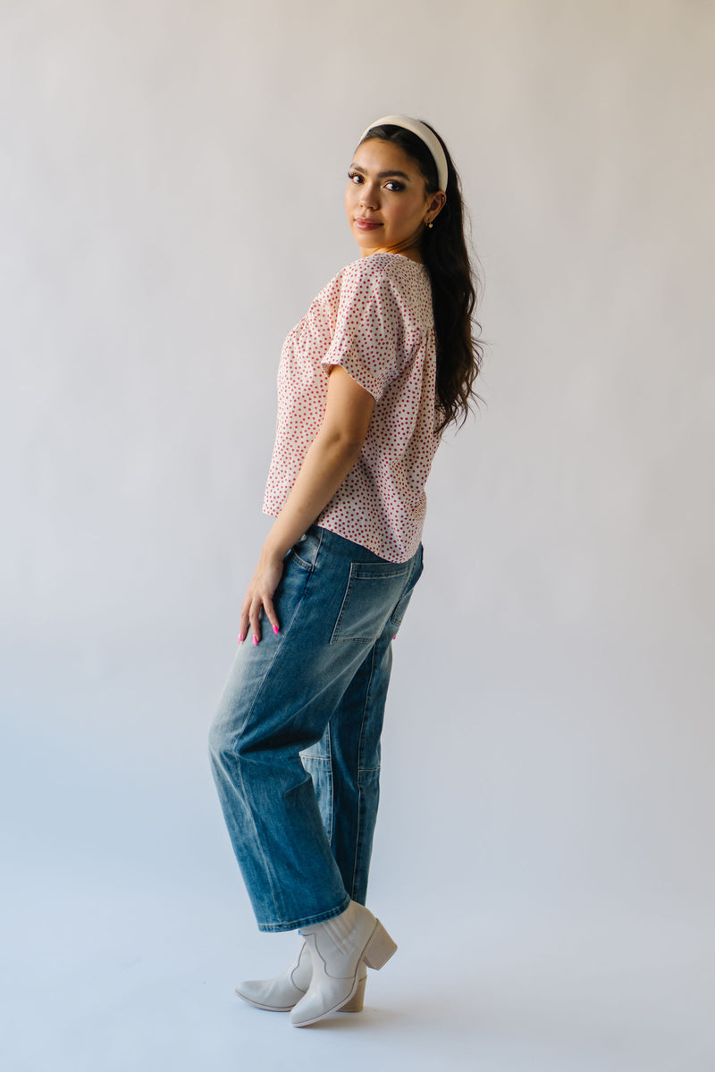 The Linus Ditsy Floral Button-Up Blouse in Rust + Natural