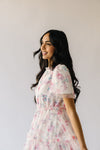 The Ronda Mesh Overlay Floral Dress in Ivory + Pink