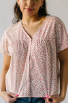 The Linus Ditsy Floral Button-Up Blouse in Rust + Natural