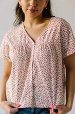 The Linus Ditsy Floral Button-Up Blouse in Rust + Natural