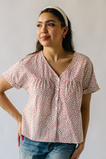 The Linus Ditsy Floral Button-Up Blouse in Rust + Natural