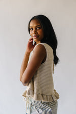 The Veronica Textured Ruffle Hem Tank in Ivory