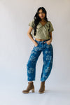 Free People: Good Luck Printed Barrel Jean in Daisy Indigo