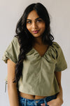 The Orton Bubble Sleeve Blouse in Olive