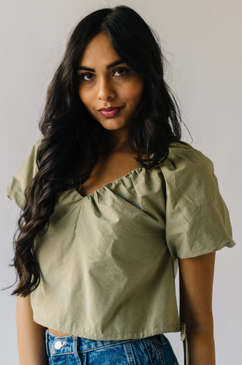 The Orton Bubble Sleeve Blouse in Olive