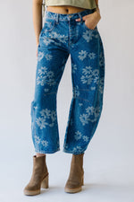 Free People: Good Luck Printed Barrel Jean in Daisy Indigo