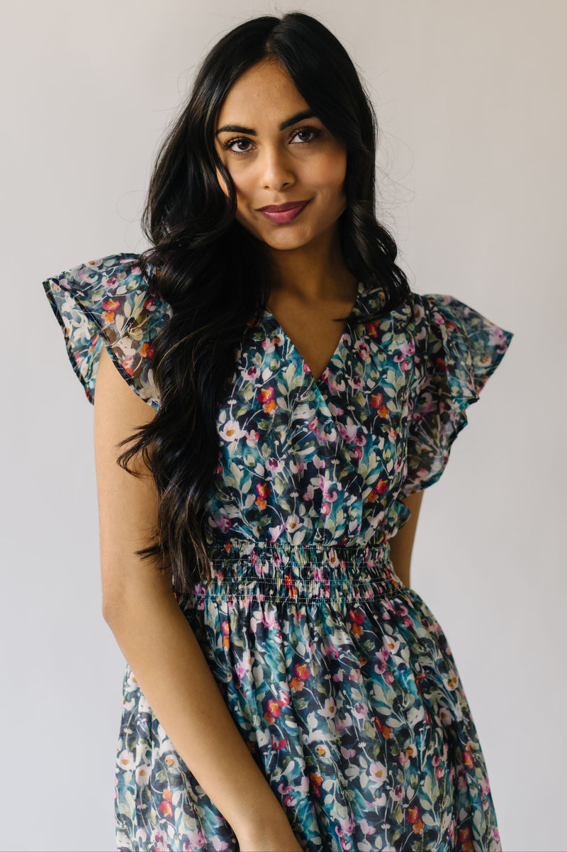 The Sorensen Floral Printed Dress in Navy