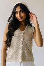 The Cecelia Crochet Button-Up Vest in Ivory