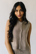 The Emma Knit Button-Up Vest in Taupe