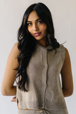 The Emma Knit Button-Up Vest in Taupe