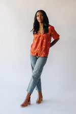 The Kruger Floral Embroidered Blouse in Rust