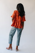 The Kruger Floral Embroidered Blouse in Rust