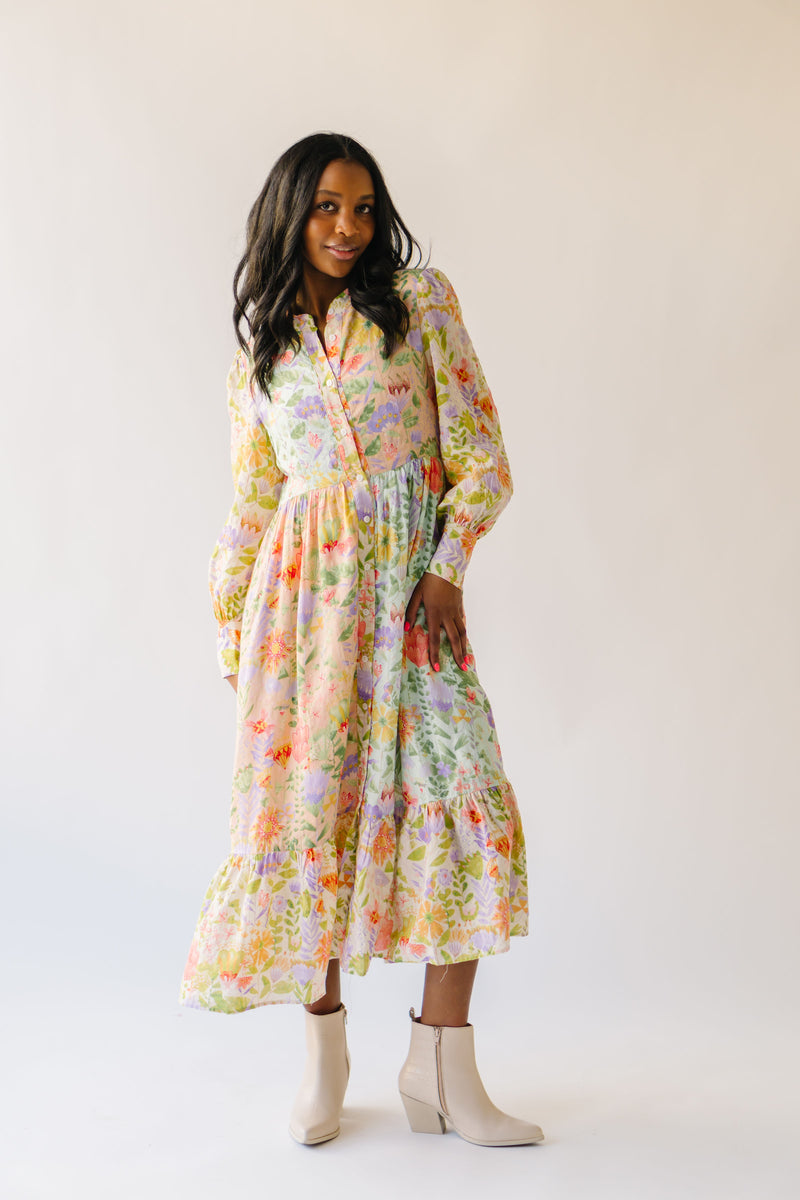 The Maureen Floral Midi Dress in Garden Dream