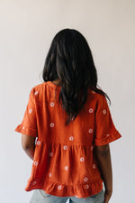 The Kruger Floral Embroidered Blouse in Rust