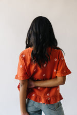 The Kruger Floral Embroidered Blouse in Rust