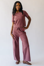 The Carina Sweater Blouse + Pant Set in Mauve