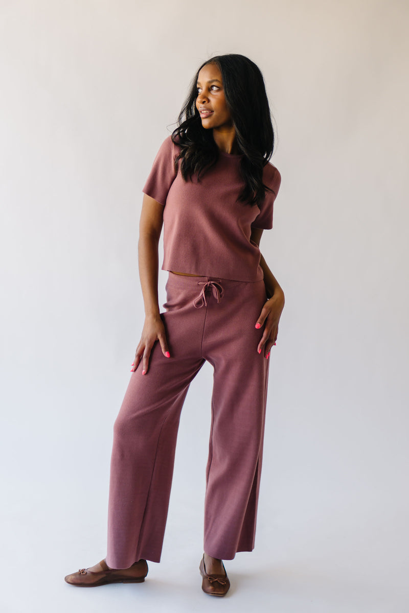 The Carina Sweater Blouse + Pant Set in Mauve