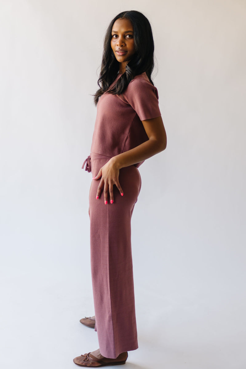 The Carina Sweater Blouse + Pant Set in Mauve