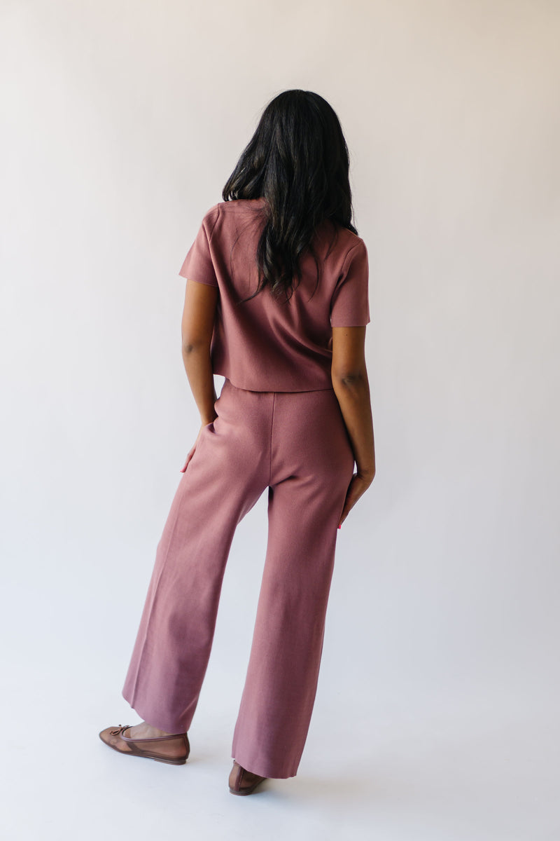 The Carina Sweater Blouse + Pant Set in Mauve