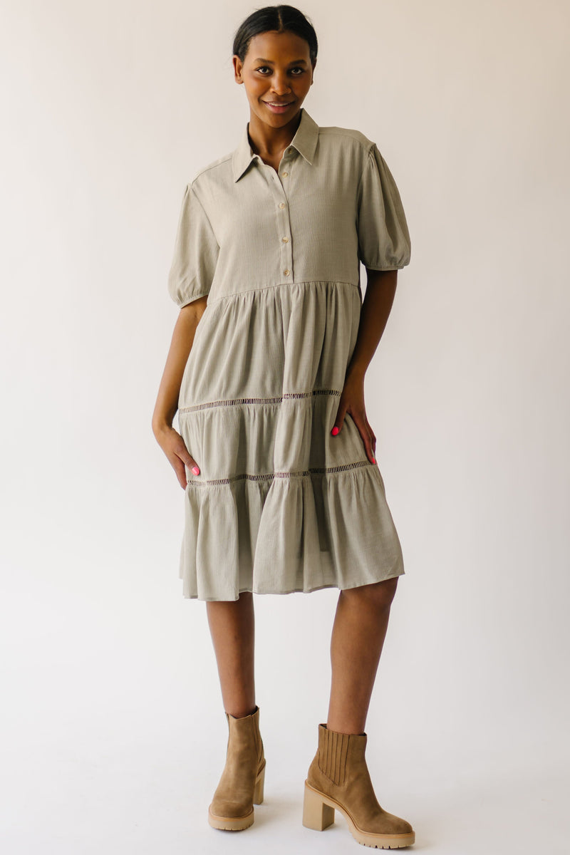 The Alvarez Textured Midi Dress in Sage