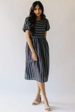 The Bustos Jacquard Striped Dress in Navy