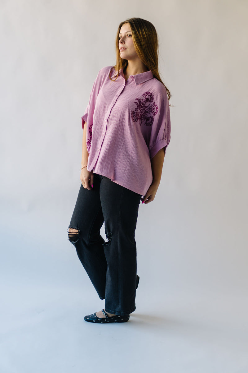 The Laila Dolman Sleeve Blouse in Lipstick Pink