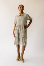 The Alvarez Textured Midi Dress in Sage