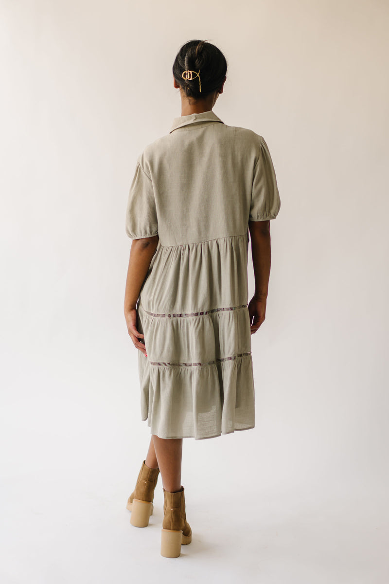 The Alvarez Textured Midi Dress in Sage