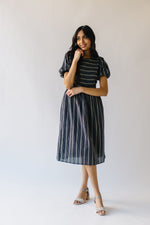 The Bustos Jacquard Striped Dress in Navy