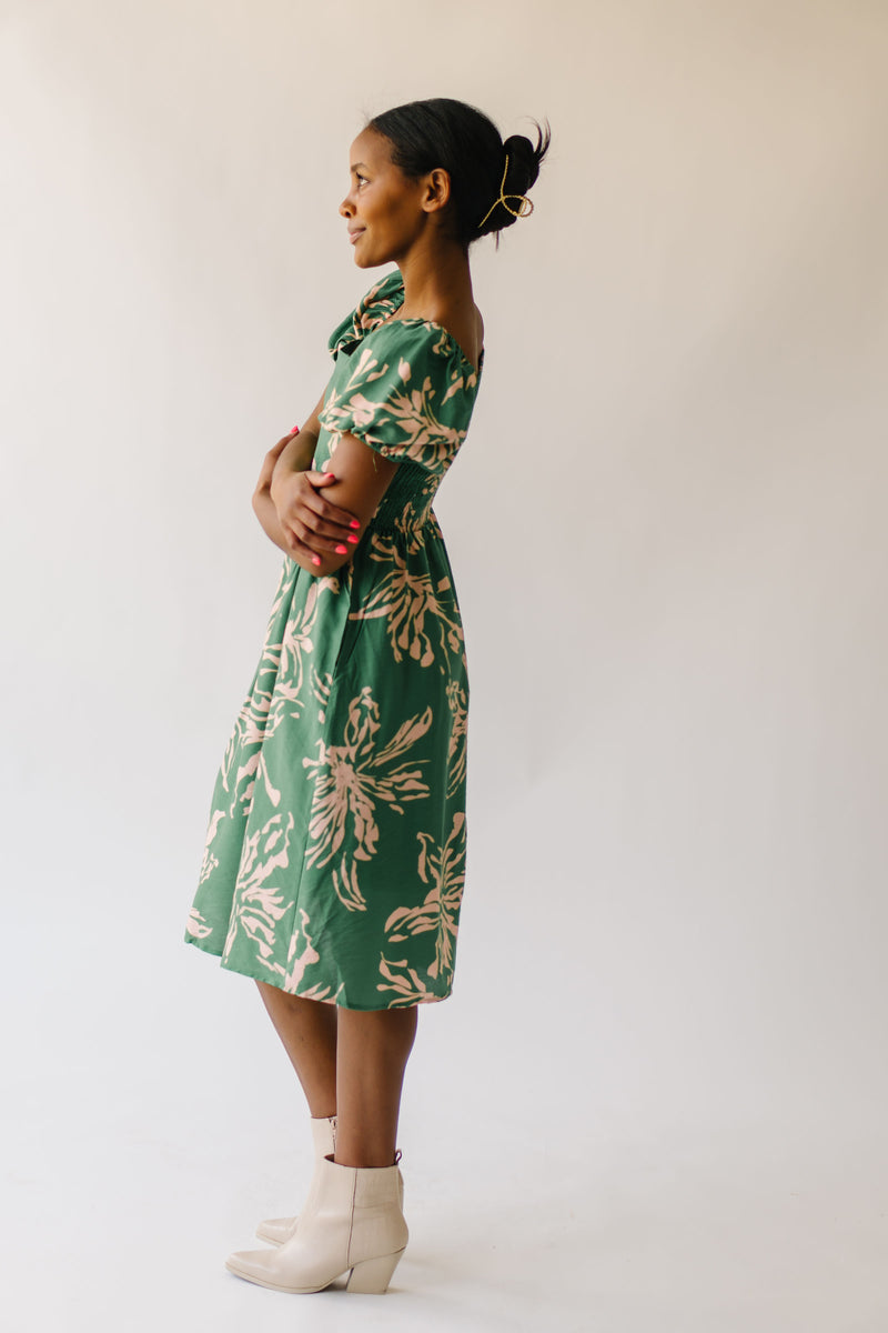 The Aldrich Patterned Dress in Green