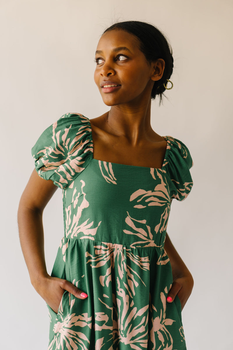 The Aldrich Patterned Dress in Green