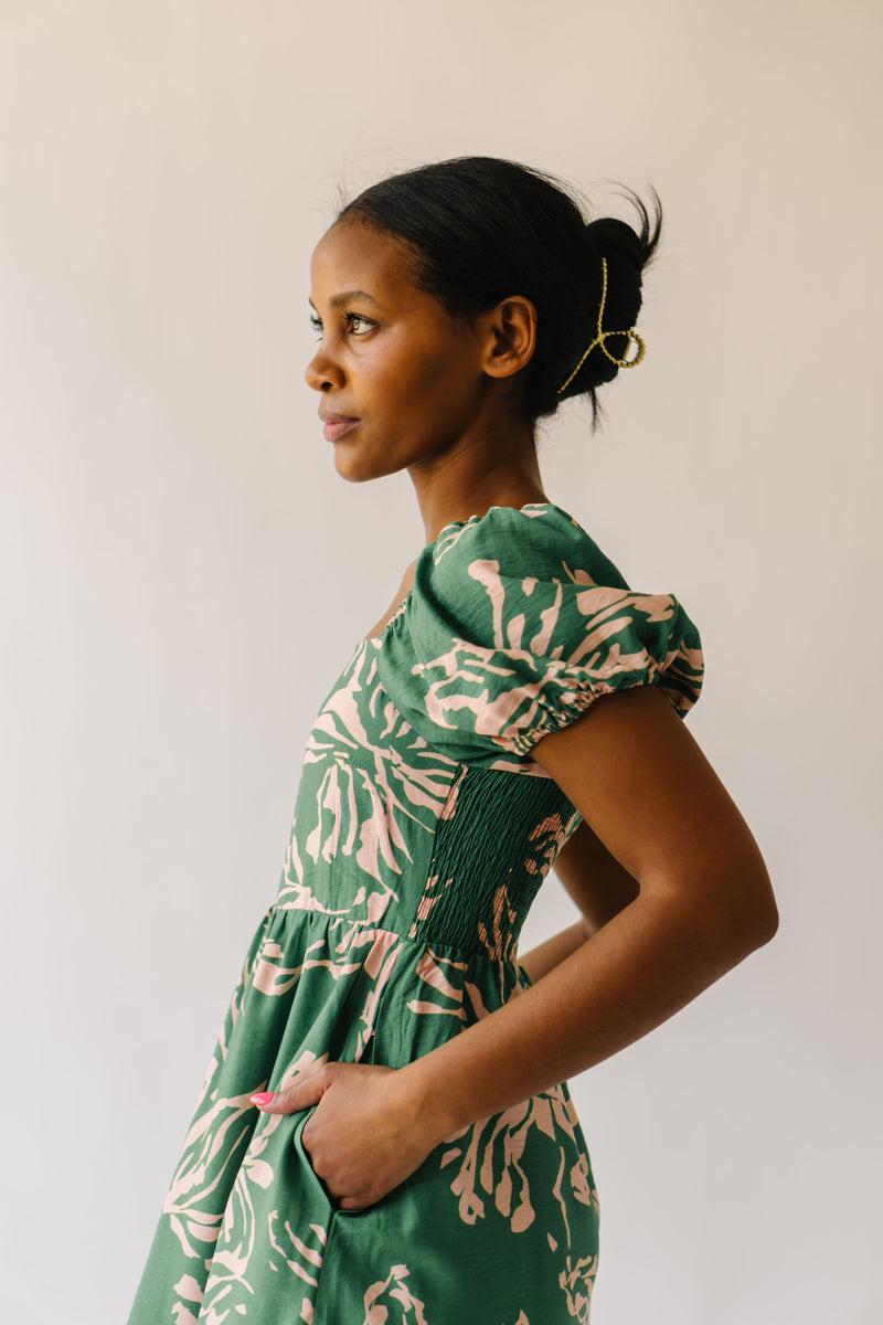 The Aldrich Patterned Dress in Green