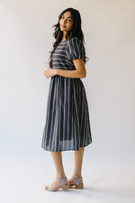 The Bustos Jacquard Striped Dress in Navy