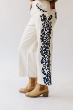 The Ruth Cord Detail Denim Pant in Ivory