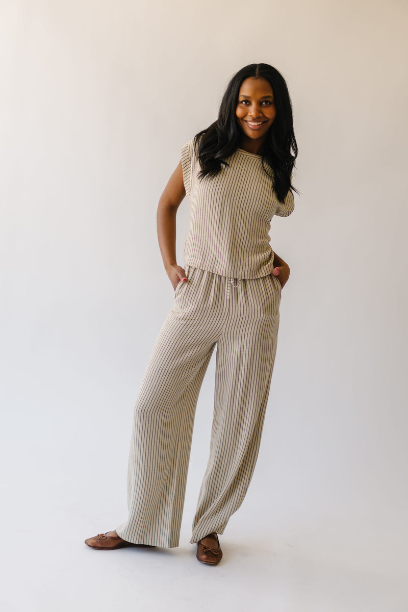 The Barnish Striped Linen Pant in Beige